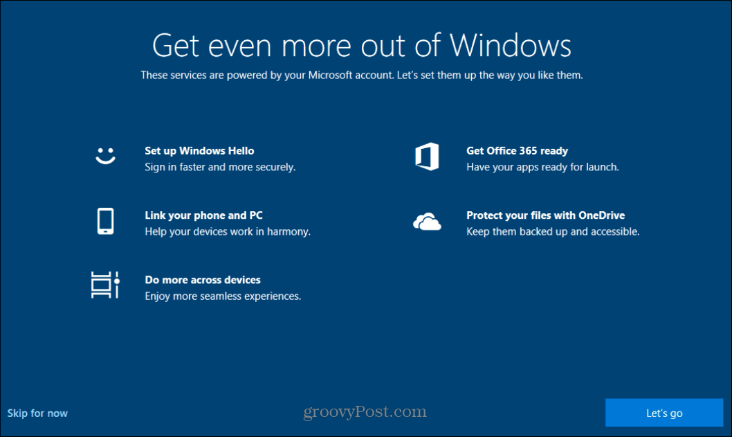 Desative a tela inicial “Obtenha ainda mais do Windows” no Windows 10