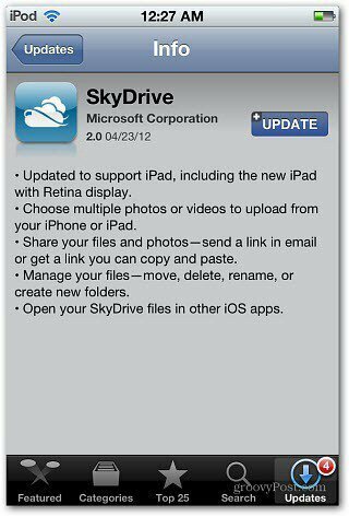 Atualização do SkyDrive para iOS
