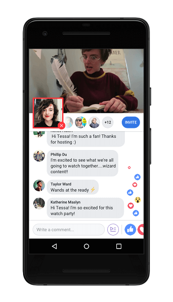 O Facebook também está lançando os comentários ao vivo, que permitem que um host da Watch Party vá ao vivo em uma Watch Party, imagem em imagem, para compartilhar comentários enquanto os vídeos são reproduzidos.