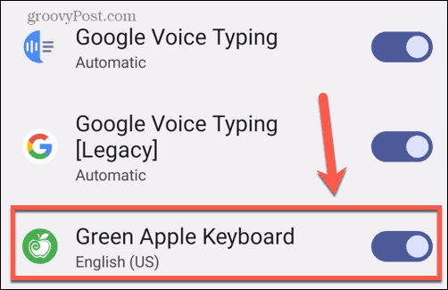 android ativar teclado maçã verde