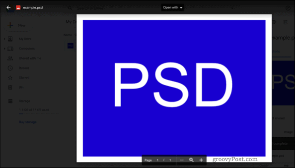 Abrindo um arquivo PSD no Google Drive