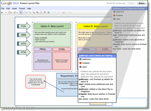 O Google Docs tem colaboração em tempo real, o Office Online precisa