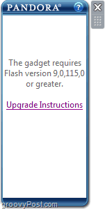 erro flash pandora gadget windows 7