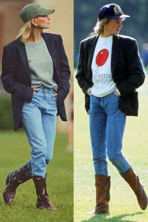 Combinação de bota de cowboy inspirada na Princesa Diana