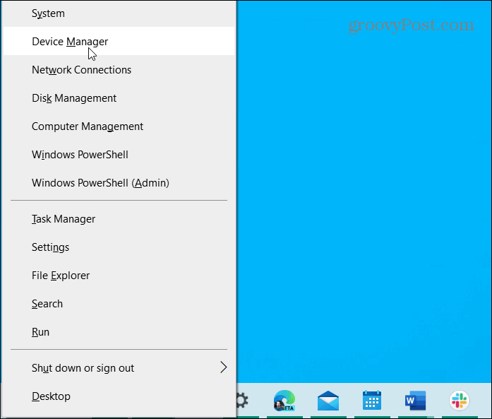 menu de usuário avançado do gerenciador de dispositivos