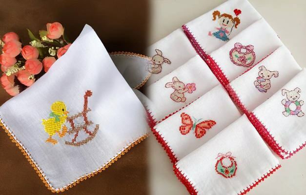 A fabricação de bordas mais prática do lenço! Como fazer toalhetes na boca do bebê? Toalhetes de bebê com agulha