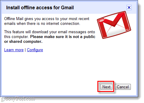 instalar acesso offline para o gmail