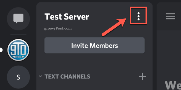 Ícone de menu de três pontos das configurações do servidor Discord