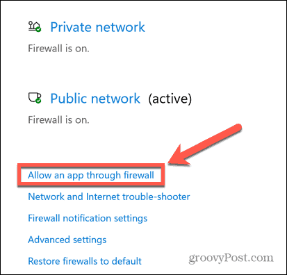 aplicativo de permissão de firewall do windows