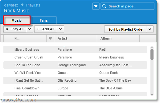 clique em uma lista de reprodução para ver sua música