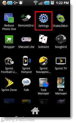 configurações do android da gaveta de aplicativos