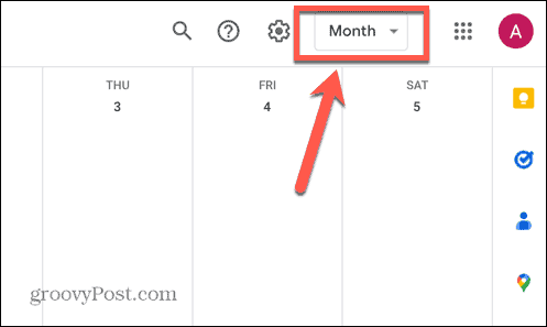 opções de visualização do calendário do google