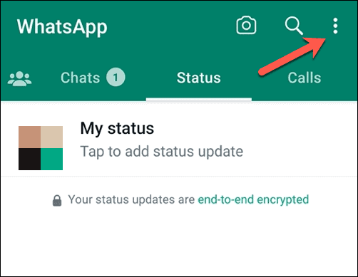 Abra o menu do Whatsapp