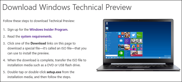 Baixe a Visualização Técnica do Windows 10