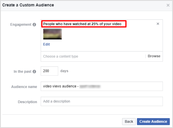 facebook criar vídeo engajamento público personalizado