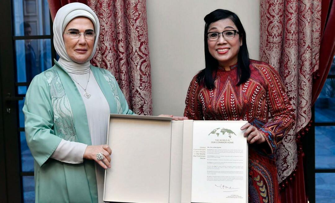 A primeira-dama Erdoğan encontrou-se com a esposa do primeiro-ministro do Vietname!