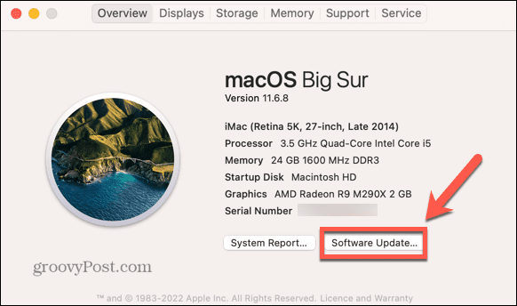 atualização de software mac