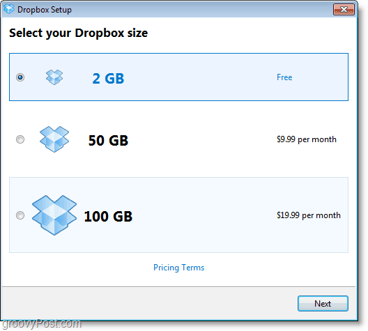 Captura de tela do Dropbox - obtenha uma conta gratuita de 2 GB