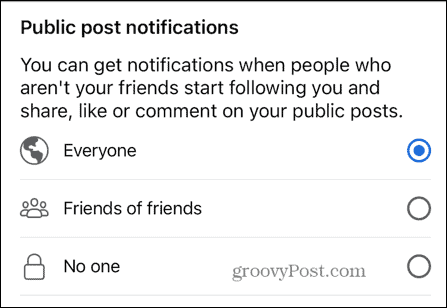 notificações de postagem pública do facebook