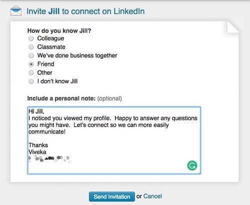 solicitação de conexão do LinkedIn