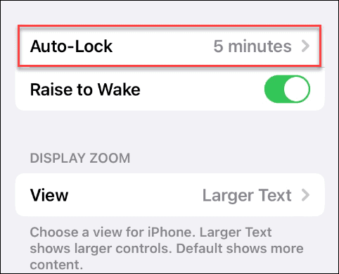 Alterar o tempo limite da tela no iPhone
