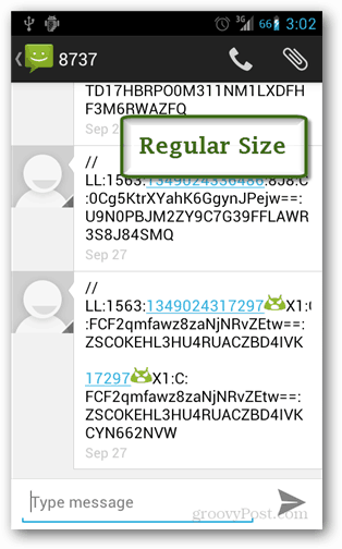 texto de tamanho regular para android