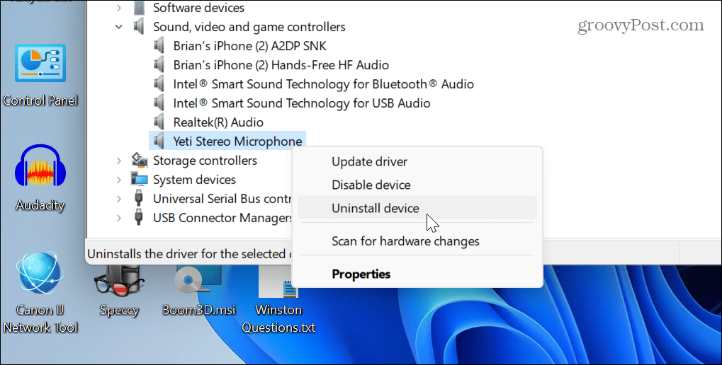 Redefinir configurações de áudio no Windows 11