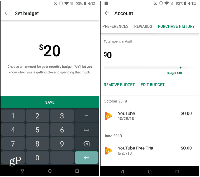 Definir orçamento do Google Play