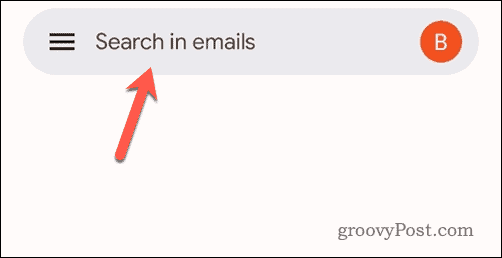 Toque na barra de pesquisa no Gmail para celular
