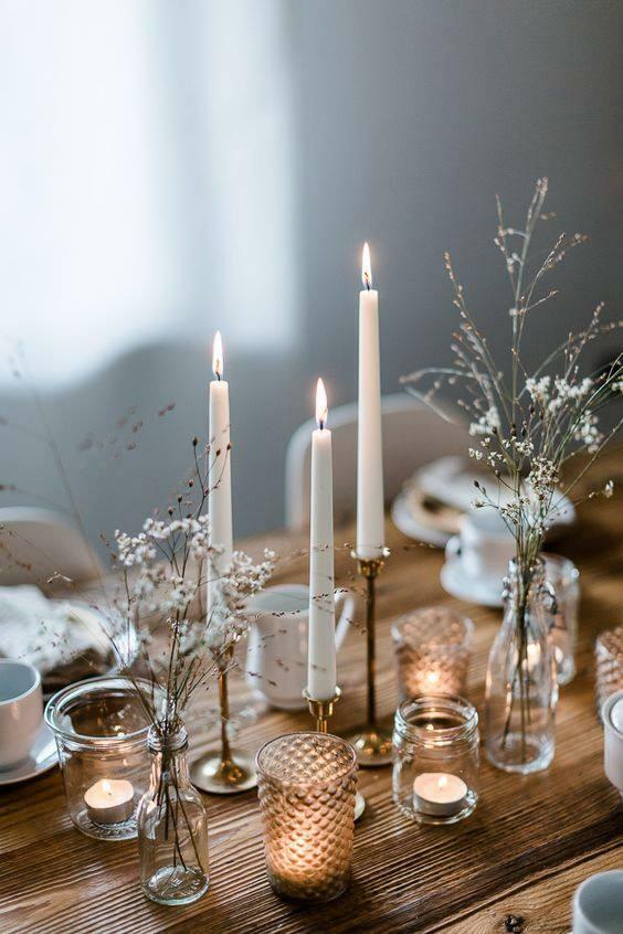 O uso de velas na decoração da mesa