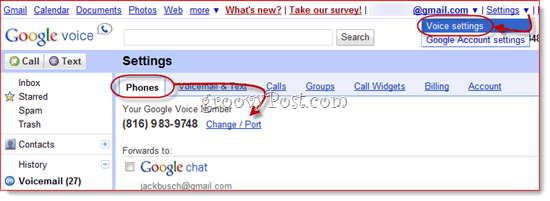 portabilidade do número de voz do google