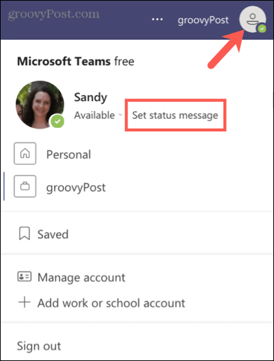 Definir uma mensagem de status no Microsoft Teams