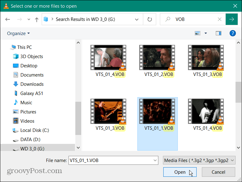 Reproduzir um arquivo VOB no Windows 10