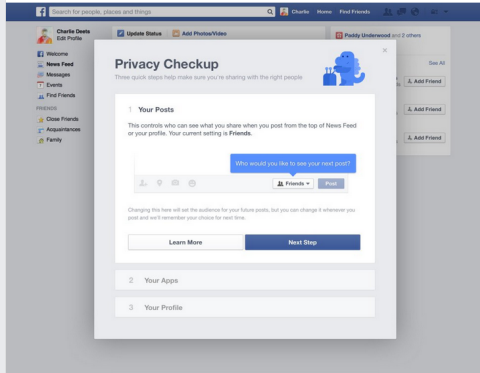 verificação de privacidade do facebook