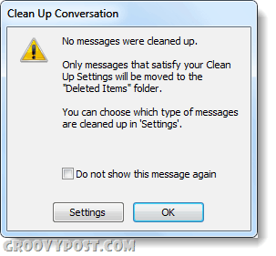 Outlook 2010 sem e-mails para limpar