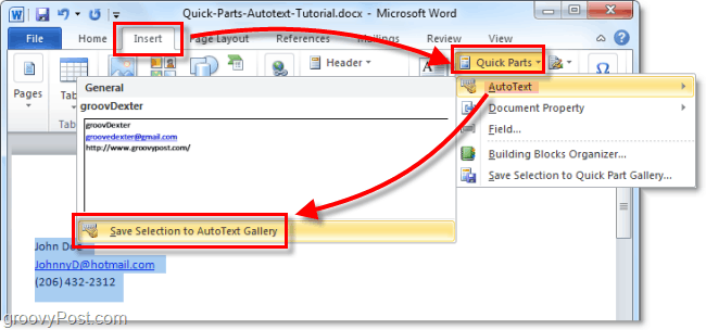 criar uma nova entrada de autotexto