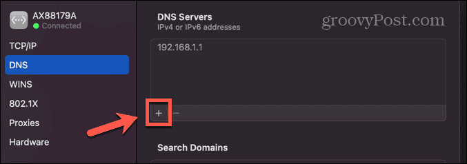 mac adicionar servidor dns