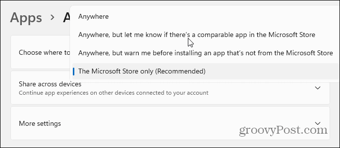 Outros recursos de instalação do aplicativo Windows 11