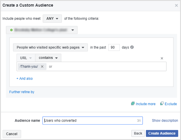 facebook criar público personalizado pessoas que enviaram o formulário
