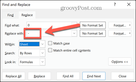 excel substituir por traço