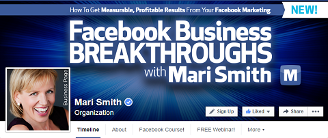 Página de rosto de Mari Smith no Facebook