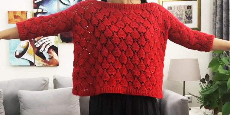 Padrão de suéter morango de crochê