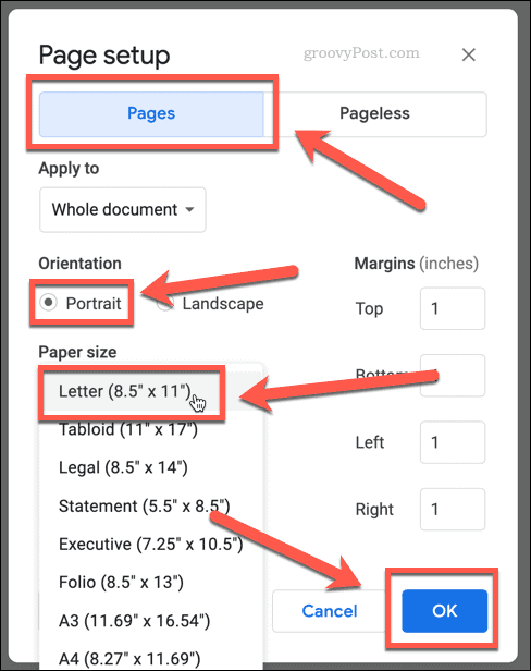 configuração da página do livro no google docs