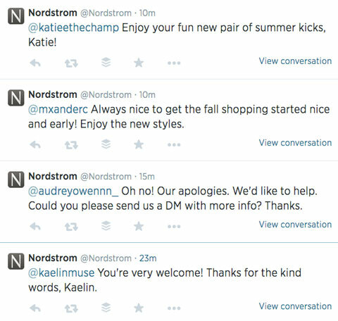 feed do twitter da Nordstrom