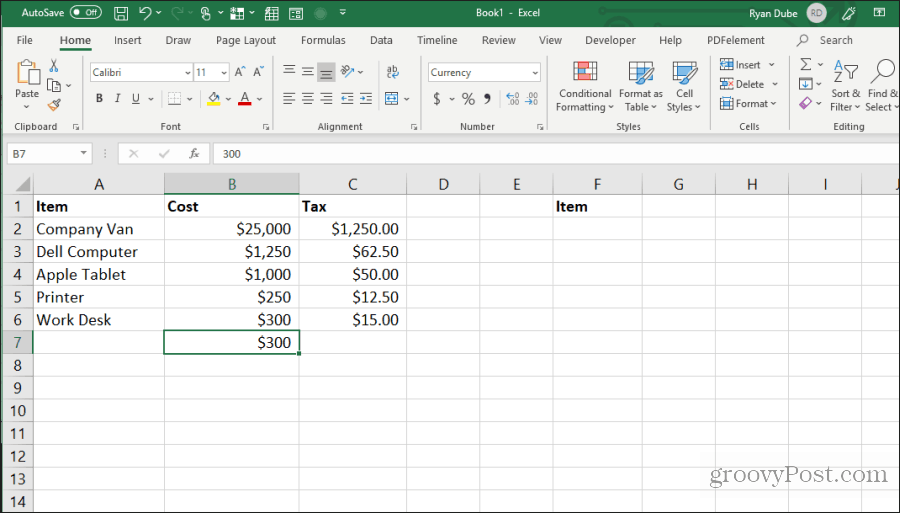 usando control-d no excel