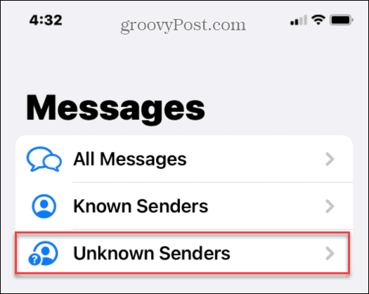 Ocultar spam de texto de remetentes desconhecidos no iPhone