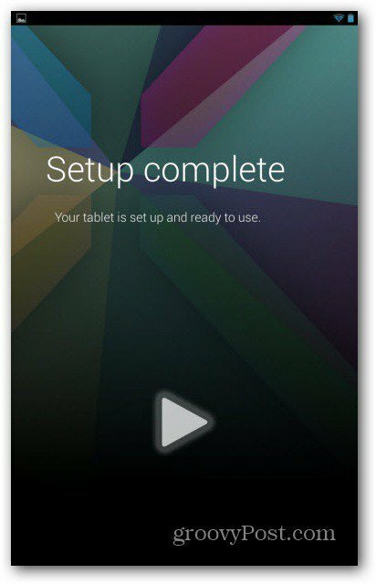 Configuração das contas de usuário do Nexus 7 concluída