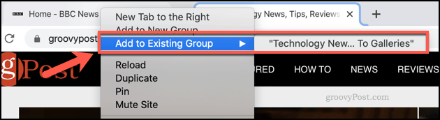 Adicionando outras guias aos grupos do Chrome