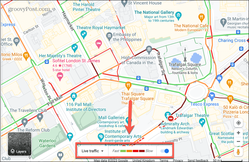 barra de tráfego ao vivo do google maps