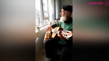 Avô tocando e dizendo 'Ah, mentira mundo' com guitarra!
